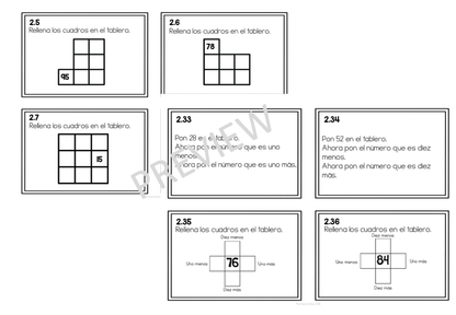 Tarjetas de trabajo para tablero 100 set 2 (Montessori Hundred board task cards set 2) - montessorikiwi