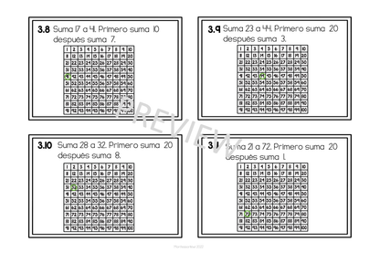 Tarjetas de trabajo para Tablero de 100 Set 3 (Montessori Hundred board task cards set 3) - montessorikiwi