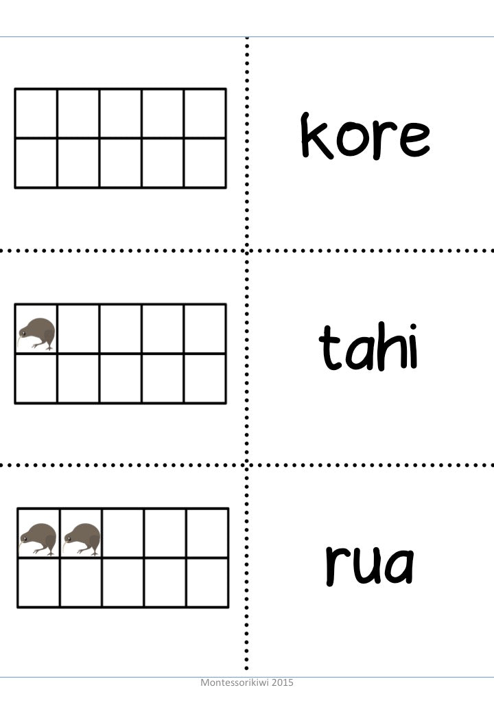 Maori numbers with tens frames - montessorikiwi
