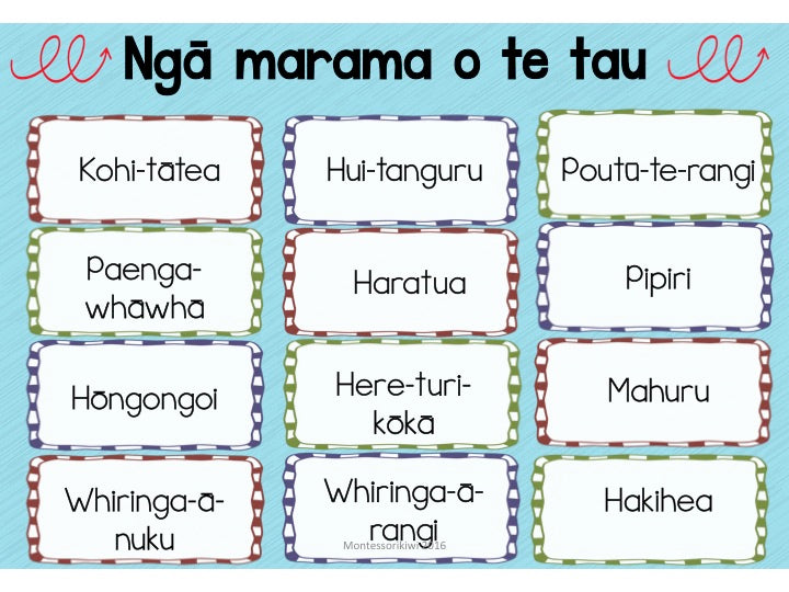 Maori Days, Months and Weather - montessorikiwi