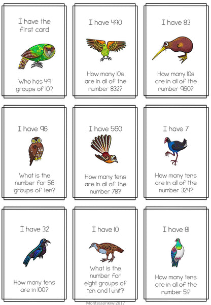 Maths Game: Stage 5 'I have, who has' - montessorikiwi