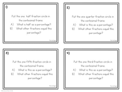 Converting Fractions to Percentages Task Cards - montessorikiwi