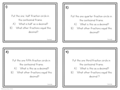 Converting Fractions to Decimals Task Cards - montessorikiwi