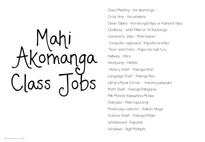 Class Jobs Māori and English - montessorikiwi