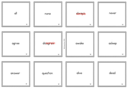 Word Study: Antonyms  (literacy) - montessorikiwi