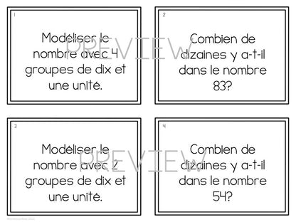 Cartes à tâches : Les fondements de valeur de position (travail avec les perles d’or) (Basic Place Value - French) - montessorikiwi