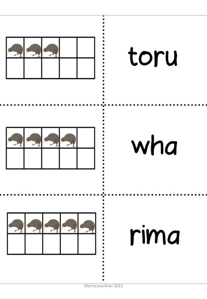 Maori numbers with tens frames - montessorikiwi