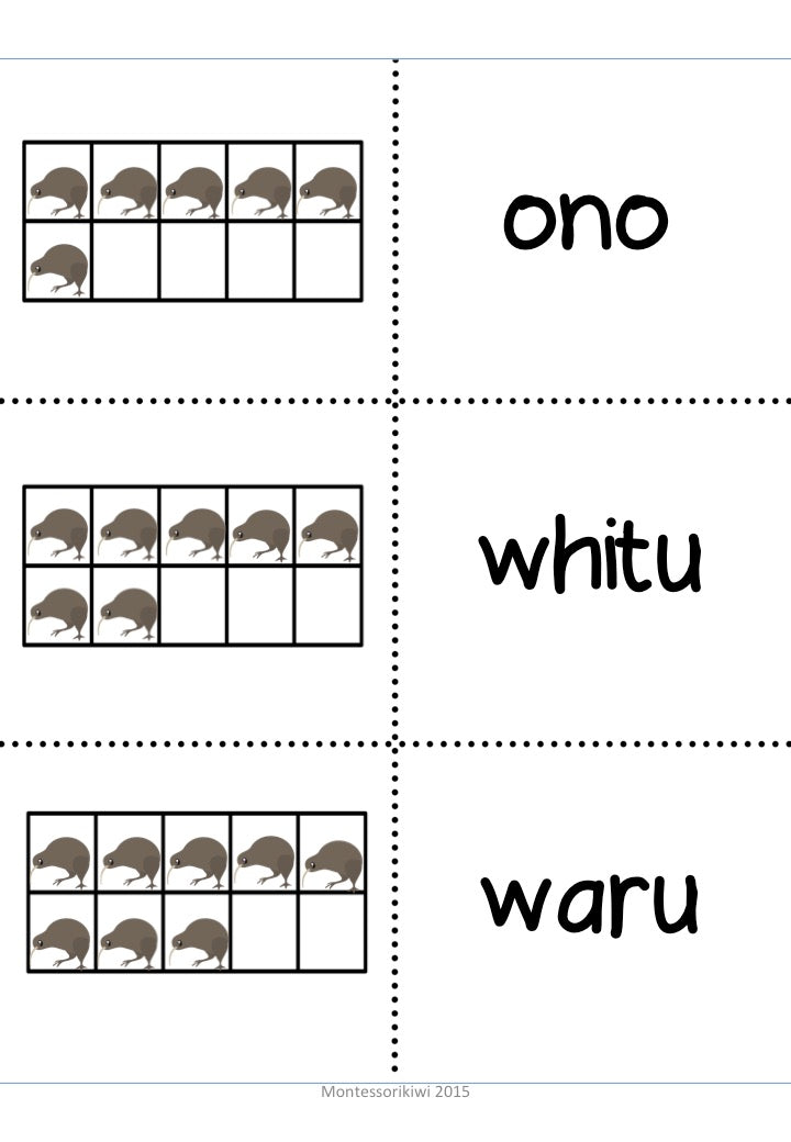 Maori numbers with tens frames - montessorikiwi