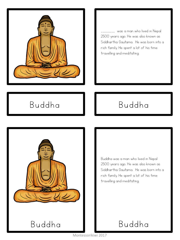 Buddhism 5 part cards (cosmic) - montessorikiwi