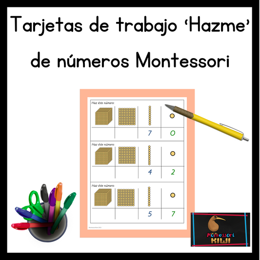 Tarjetas de trabajo ‘Hazme’ de números Montessori (make me task cards) - montessorikiwi