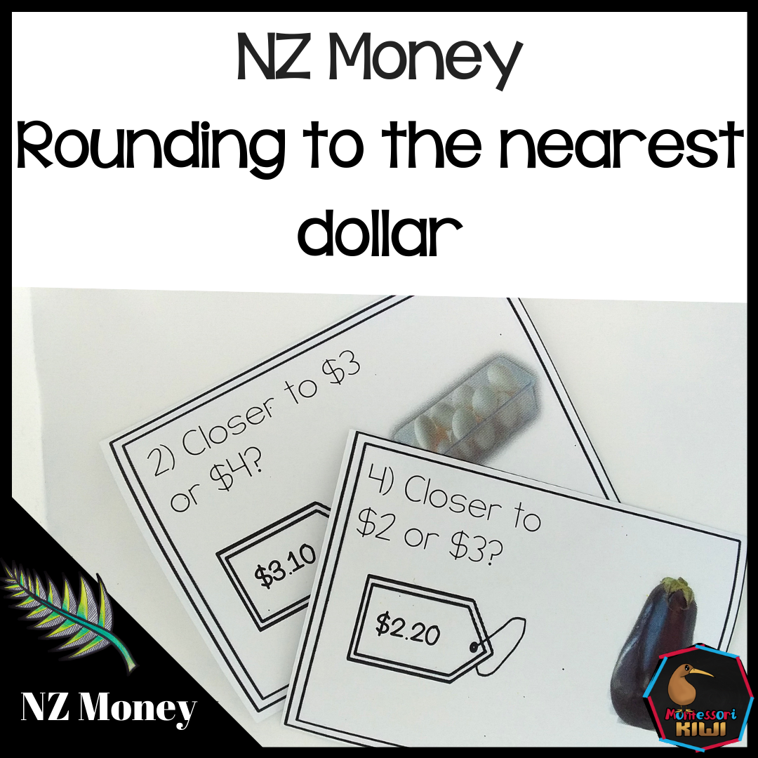 New Zealand Money Level 2: Rounding to nearest dollar task cards - montessorikiwi