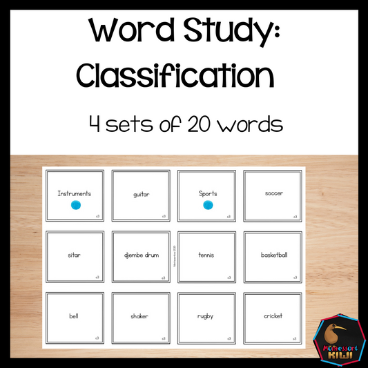 Word Study: Classification  (literacy) - montessorikiwi