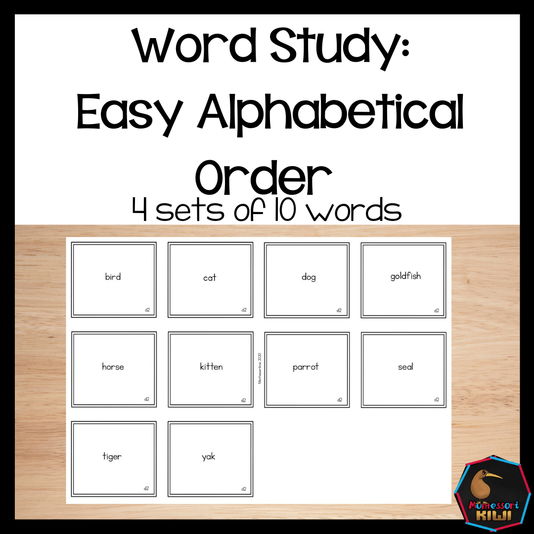 Word Study: Easy Alphabetical Order  (literacy) - montessorikiwi