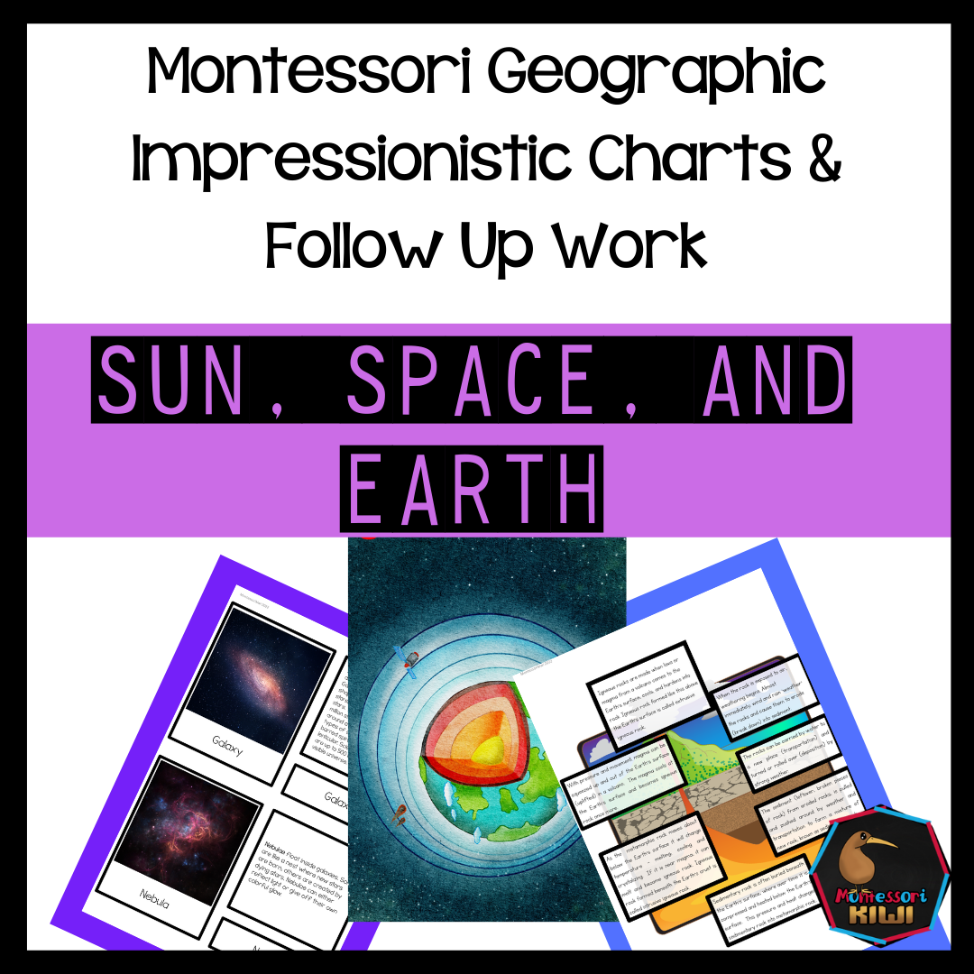 Montessori Geographic Impressionistic Charts - Space, Sun and Earth - montessorikiwi