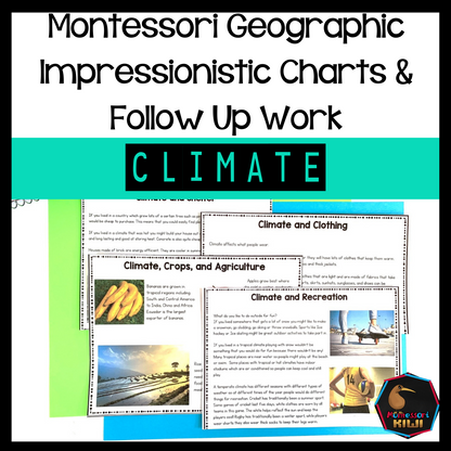 Montessori Geographic Impressionistic Charts and Follow up Work - Climate (cosmic) - montessorikiwi