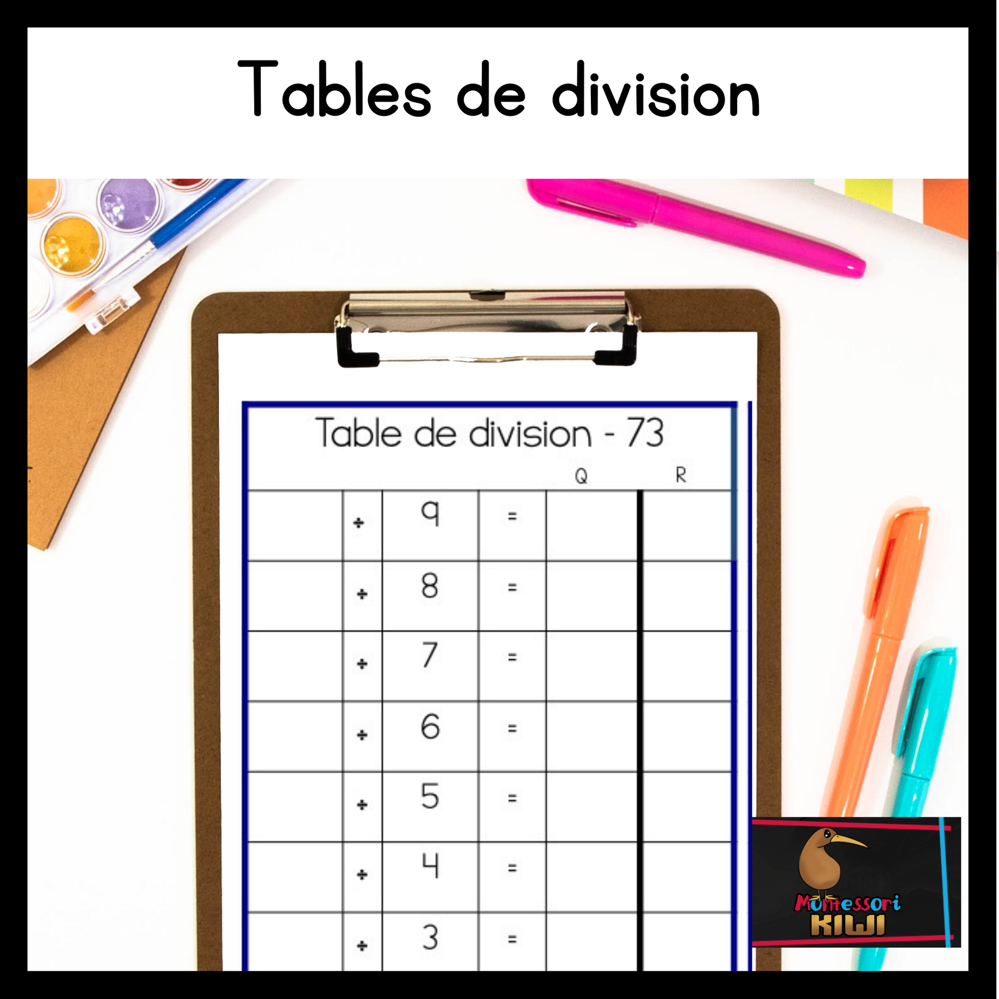 Tables de division (division chart tables - french) - montessorikiwi