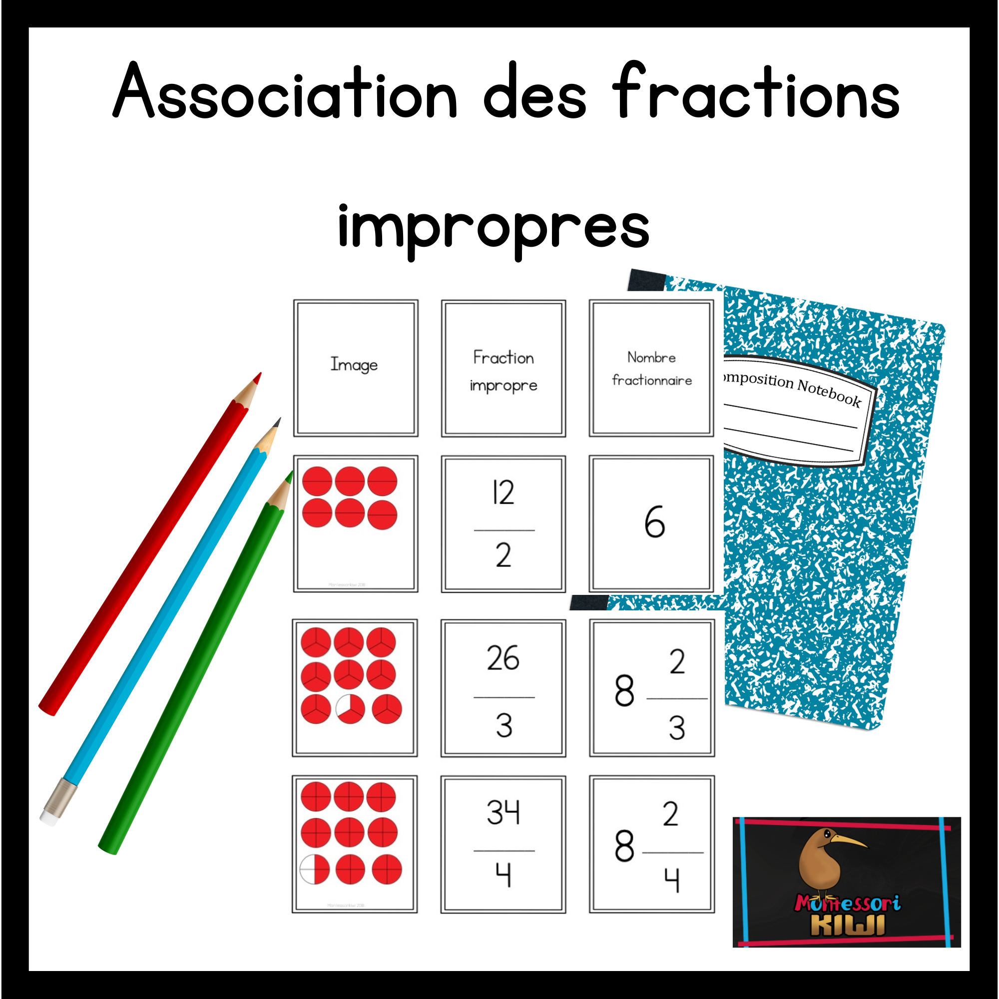 Association Des Fractions Impropres (Improper Fraction Match-Up French ...