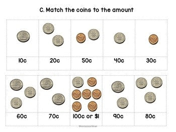 New Zealand Money level 1: matching amounts - montessorikiwi