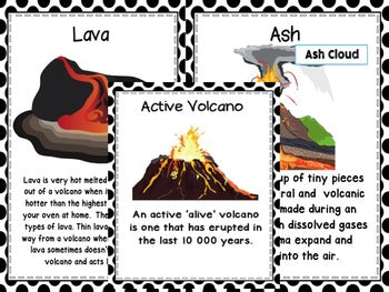 Volcano Posters including words about eruptions - montessorikiwi