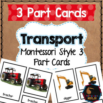 Transport 3 part cards - montessorikiwi