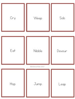 Shades of Meaning with verbs  (literacy) - montessorikiwi