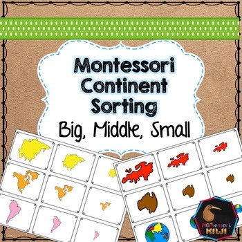 Continent themed math sorting - montessorikiwi