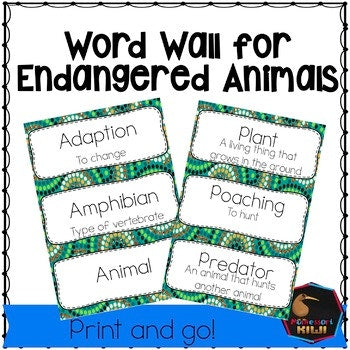 Endangered Animal Word Wall - montessorikiwi
