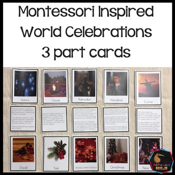 World Celebrations 3 part cards (cosmic) - montessorikiwi