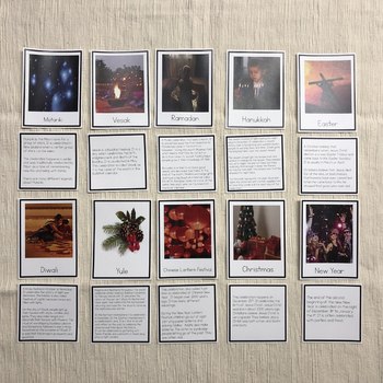World Celebrations 3 part cards (cosmic) - montessorikiwi