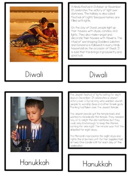 World Celebrations 3 part cards (cosmic) - montessorikiwi