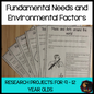 Fundamental Needs and Environmental Factors Research projects for 9-12 (cosmic) - montessorikiwi