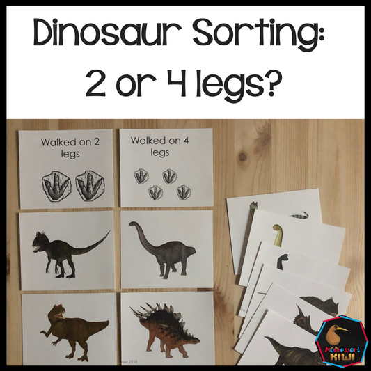 Dinosaur Sorting 2 legs or 4? - montessorikiwi