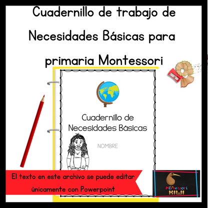 Cuadernillo de trabajo de Necesidades Básicas para primaria Montessori (Fundamental Human Needs Student Workbook) - montessorikiwi